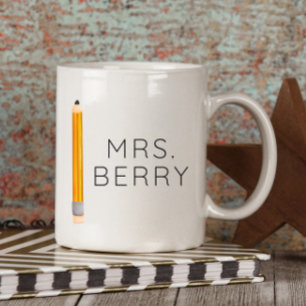 Pencil Personalised Teacher  Two-Tone Coffee Mug