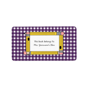 Pencil & Polka Dots School Book Label Bookplate