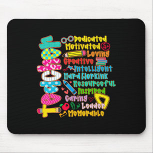 Pencil Preppy Teacher Dedicated Motivated Back To Mouse Mat