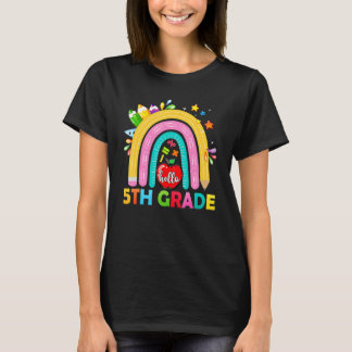 Pencil Rainbow 5th Grade Teacher Students 1st Day T-Shirt