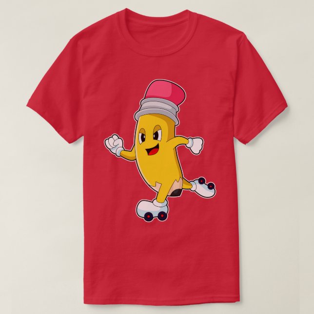 Pencil Roller skates Inline skating T-Shirt (Design Front)