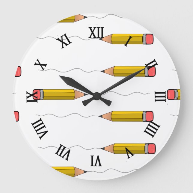 Pencil scrabble on white large clock (Front)