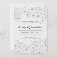 Pencil Sketch Floral | Minimalist Wedding