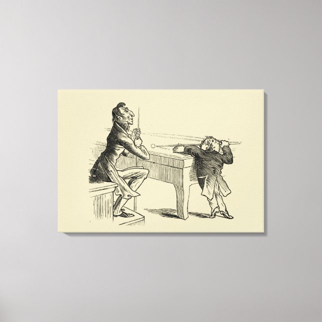 Pencil Sketch of Two Men Playing Pool Canvas Print (Front)