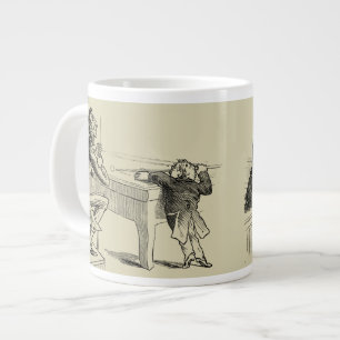 Pencil Sketch of Two Men Playing Pool Large Coffee Mug