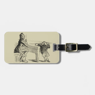 Pencil Sketch of Two Men Playing Pool Luggage Tag