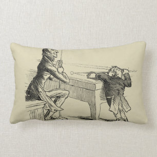 Pencil Sketch of Two Men Playing Pool Lumbar Cushion