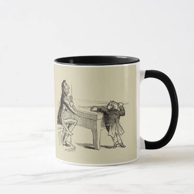 Pencil Sketch of Two Men Playing Pool Mug (Right)