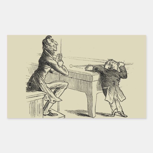 Pencil Sketch of Two Men Playing Pool Rectangular Sticker (Front)