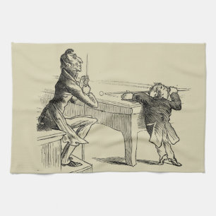 Pencil Sketch of Two Men Playing Pool Tea Towel