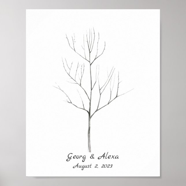 Pencil Sketch Wedding Fingerprint Guestbook (Front)