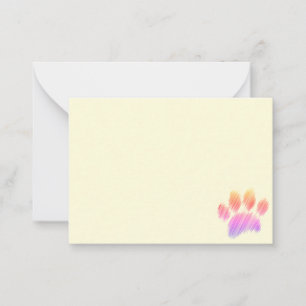 Pencil Sketched Colorful Dog Paw Digital Art Cream Card