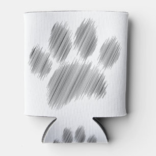 Pencil Sketched Dog Paw Digital Art Can Cooler