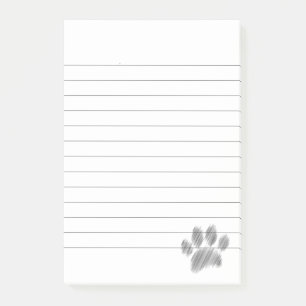 Pencil Sketched Dog Paw Digital Art Lined Post-it Notes