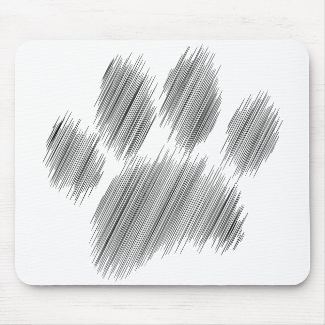 Pencil Sketched Dog Paw Digital Art Mouse Mat (Front)
