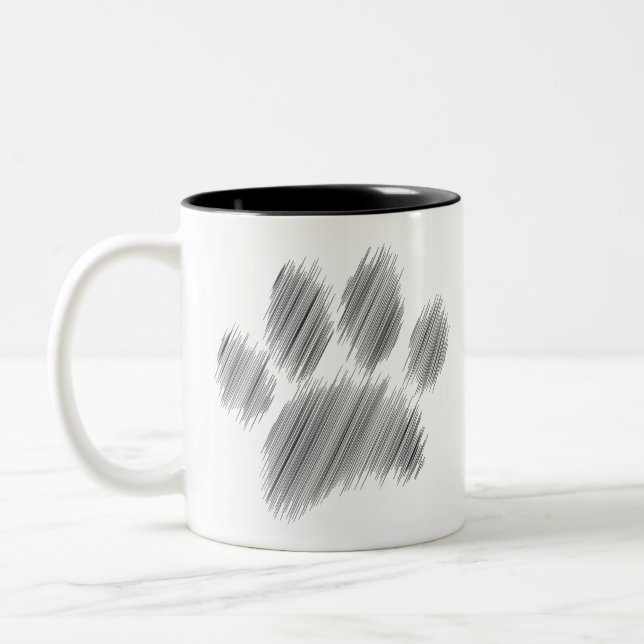 Pencil Sketched Dog Paw Digital Art Two-Tone Coffee Mug (Left)