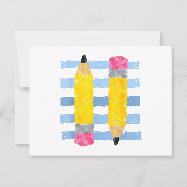 Pencil Stripes Fall Teacher Students Back to Schoo Save The Date (Front)