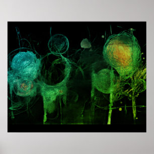 Pencil Style Drawing of a Row of Bubbles on Wall Poster