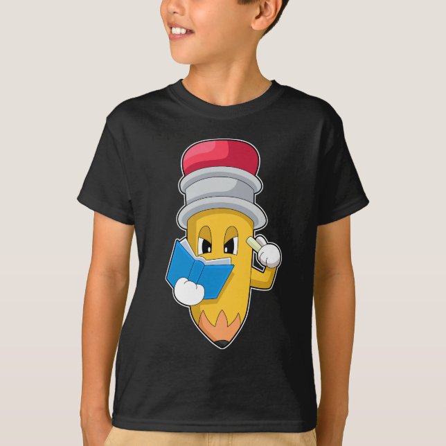 Pencil Teacher Book School T-Shirt (Front)