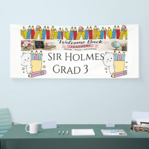 Pencil Theme Teacher Welcome Banner Personalised
