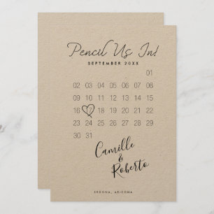 Pencil Us In Calendar Modern Minimal Couple Photo Save The Date
