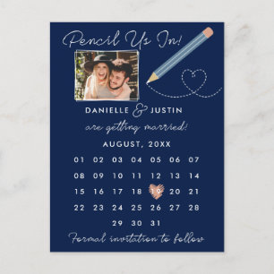 "Pencil Us In" Modern Calendar Save the Date Announcement Postcard