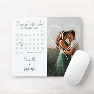 Pencil Us In Modern Minimal Calendar Couple Photo Mouse Mat
