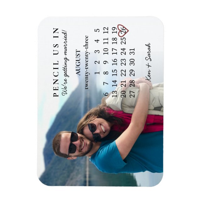 Pencil Us In Save the Date August 2023 Calendar Magnet (Vertical)