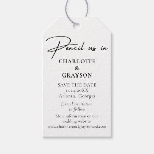 Pencil Us In Save The Date Black White Wedding Gift Tags