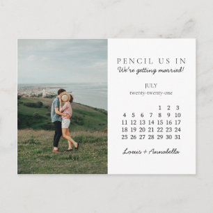 Pencil Us In Save the Date July 2021 Calendar Postcard