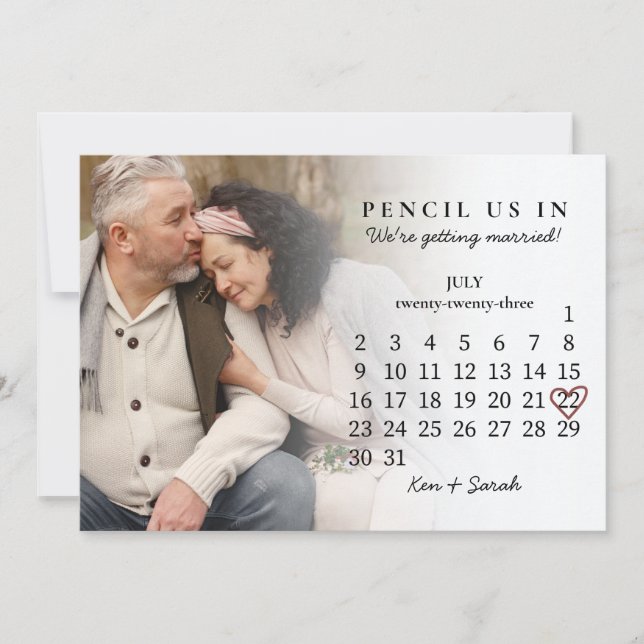 Pencil Us In Save the Date July 2023 Calendar Invitation (Front)