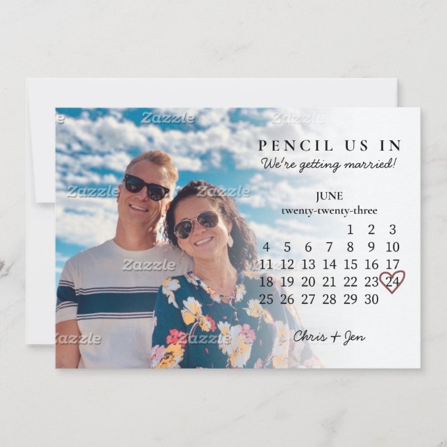 Pencil Us In Save the Date June 2023 Calendar Invi Invitation (Front)