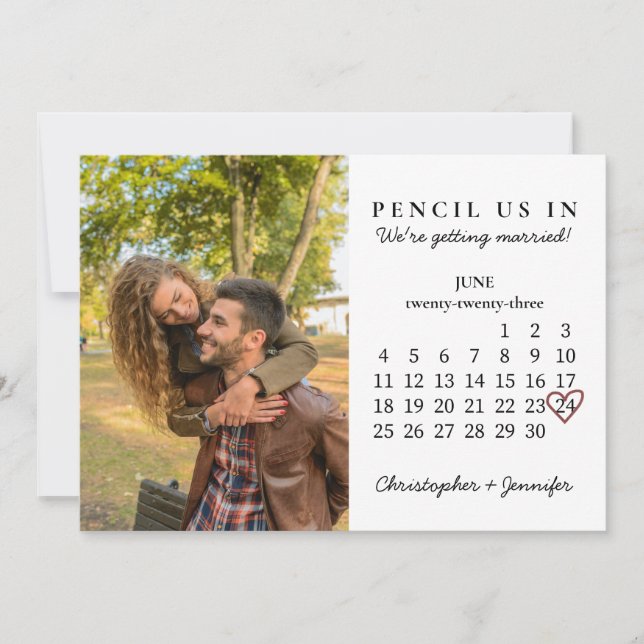 Pencil Us In Save the Date June 2023 Calendar Invitation (Front)