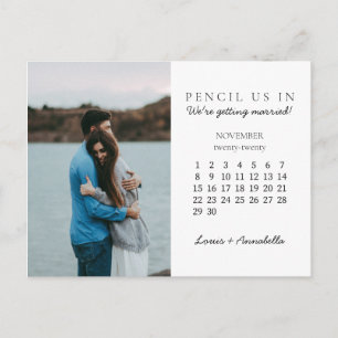 Pencil Us In Save the Date November 2020 Calendar Postcard