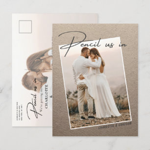 Pencil Us In Save The Date Photo Wedding  Announcement Postcard