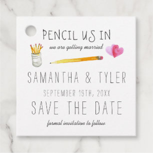 Pencil Us In Wedding Save the Date Favour Tags
