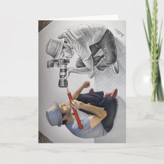 Pencil Vs Camera - 3D Art - Photographer Card