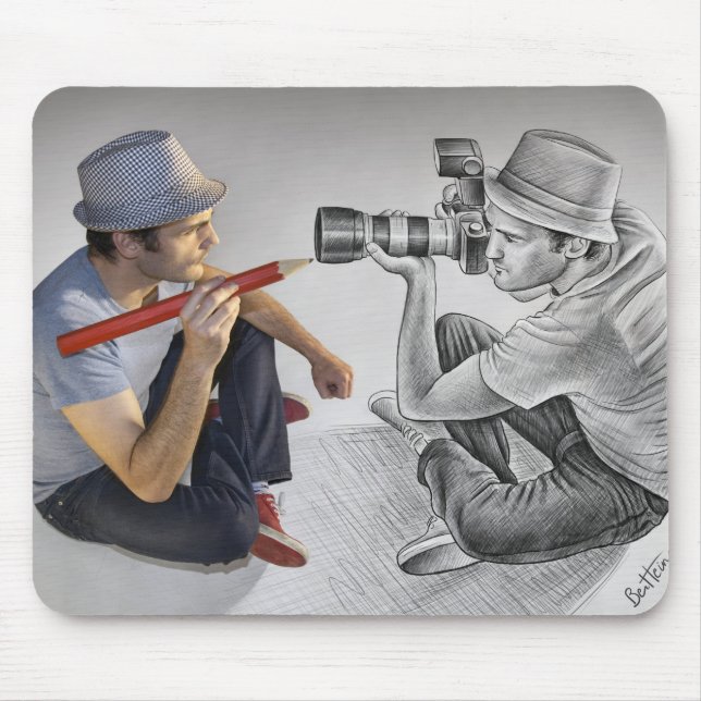 Pencil Vs Camera - 3D Art - Photographer Mouse Mat (Front)