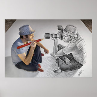 Pencil Vs Camera - 3D Mirror Poster