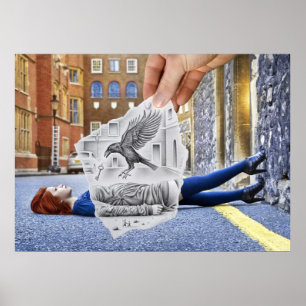 Pencil Vs Camera - Crow Poster