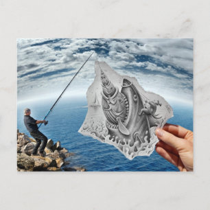 Pencil Vs Camera - Shark Postcard