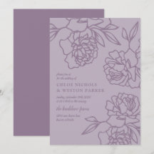 Penciled Peonies Modern Lavender Wedding