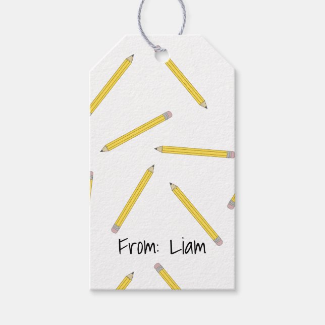 Pencils Down Personalised Gift Tag Back to School (Front)