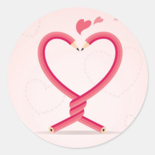 Pencils in Love Classic Round Sticker