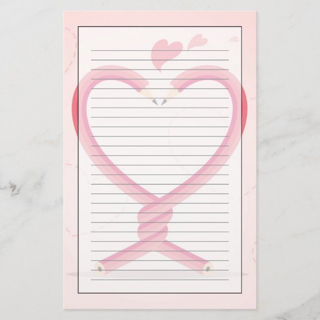 Pencils in Love Stationery (Front)