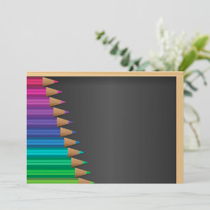 Pencils On A Blackboard Invitations
