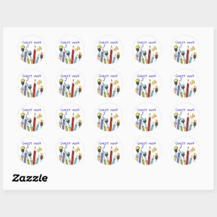 Pencils & Paintbrushes Teacher Reward Classic Round Sticker