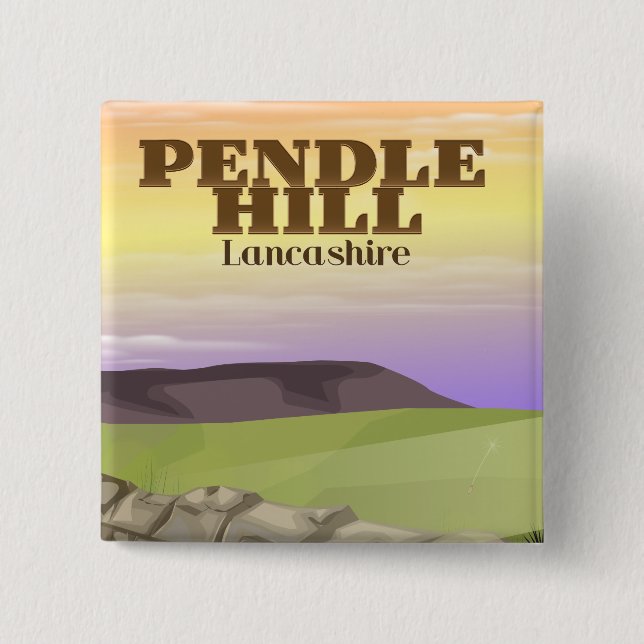 Pendle Hill Lancashire 15 Cm Square Badge (Front)