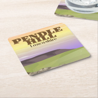 Pendle Hill Lancashire Square Paper Coaster