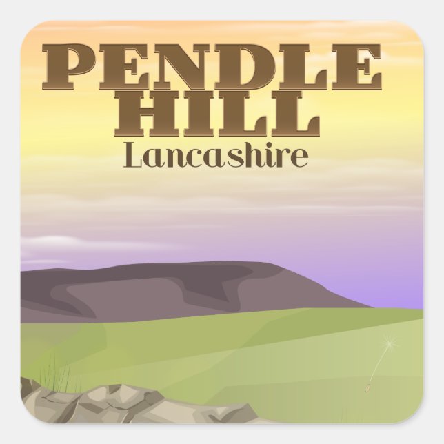 Pendle Hill Lancashire Square Sticker (Front)